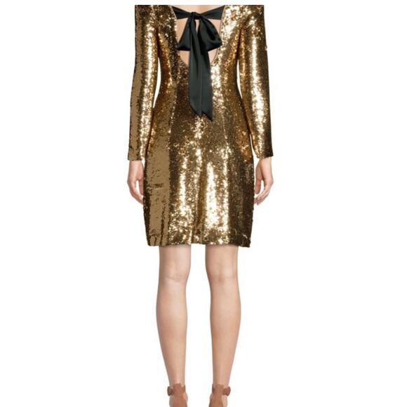Aidan Mattox Gold Sequin Cocktail Dress- 2 - Picture 2 of 8
